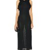 Women Zimmermann Dresses | Matchmaker Ruffle Neck Midi Dress Black