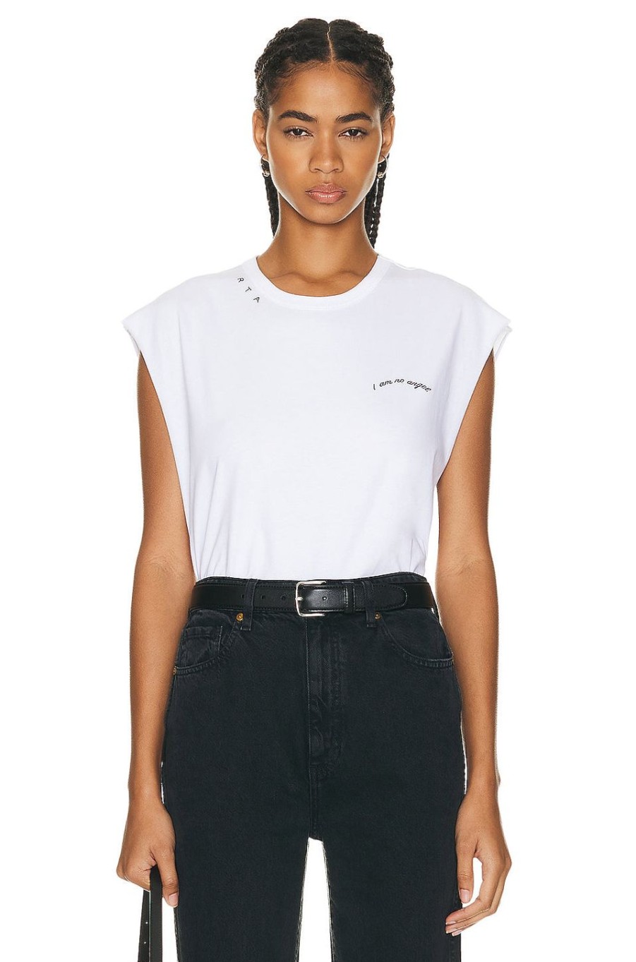 Women RTA Tops | I Am No Angel Boxy Tee White