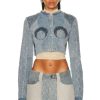 Women Marine Serre Jackets & Coats | Regenerated Cropped Jacket Denim