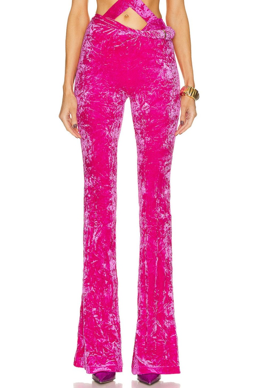 Women VERSACE Pants | Jersey Flare Pant Glossy Pink