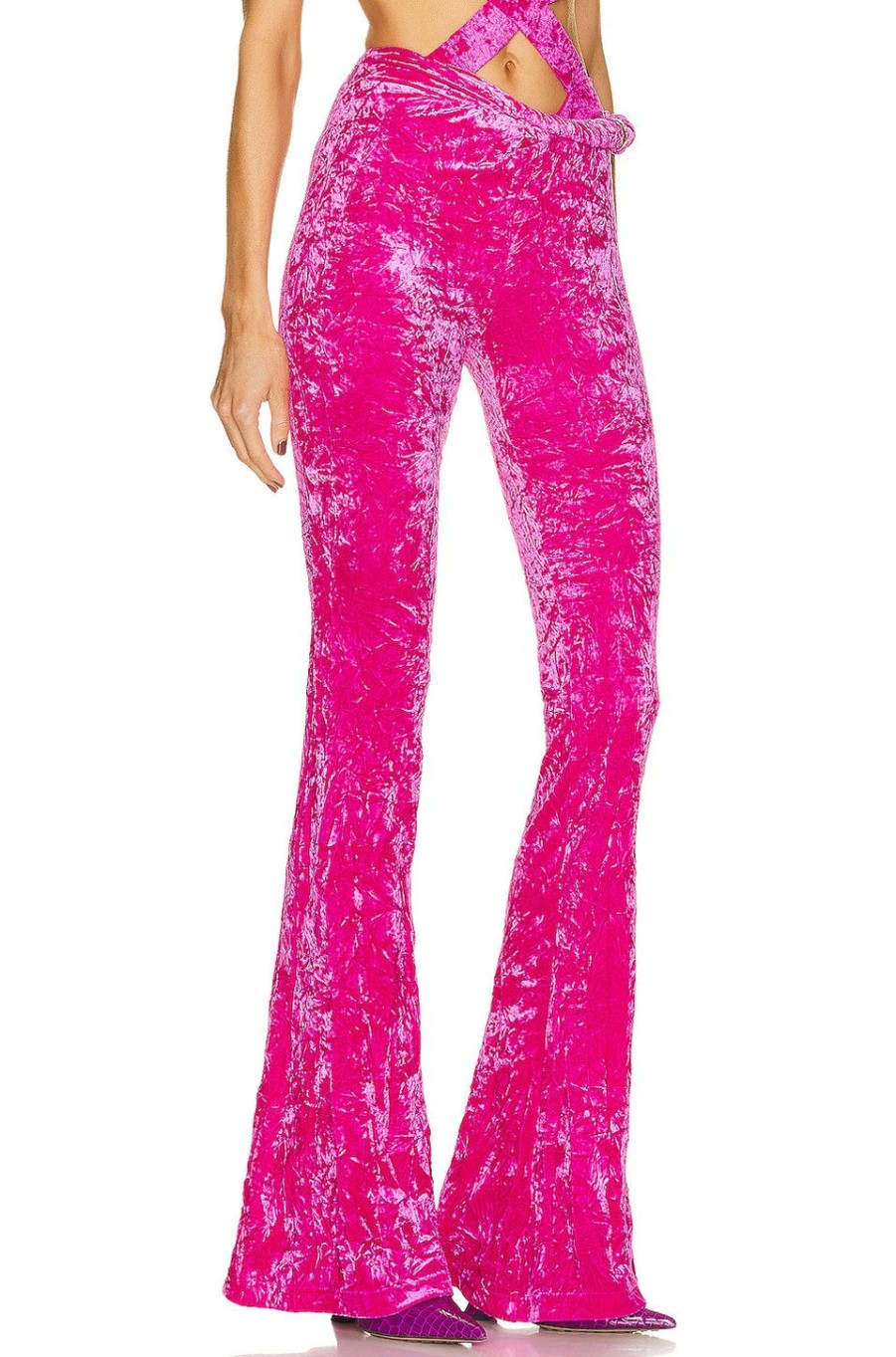 Women VERSACE Pants | Jersey Flare Pant Glossy Pink