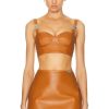 Women VERSACE Tops | Leather Bustier Top Caramel & Black