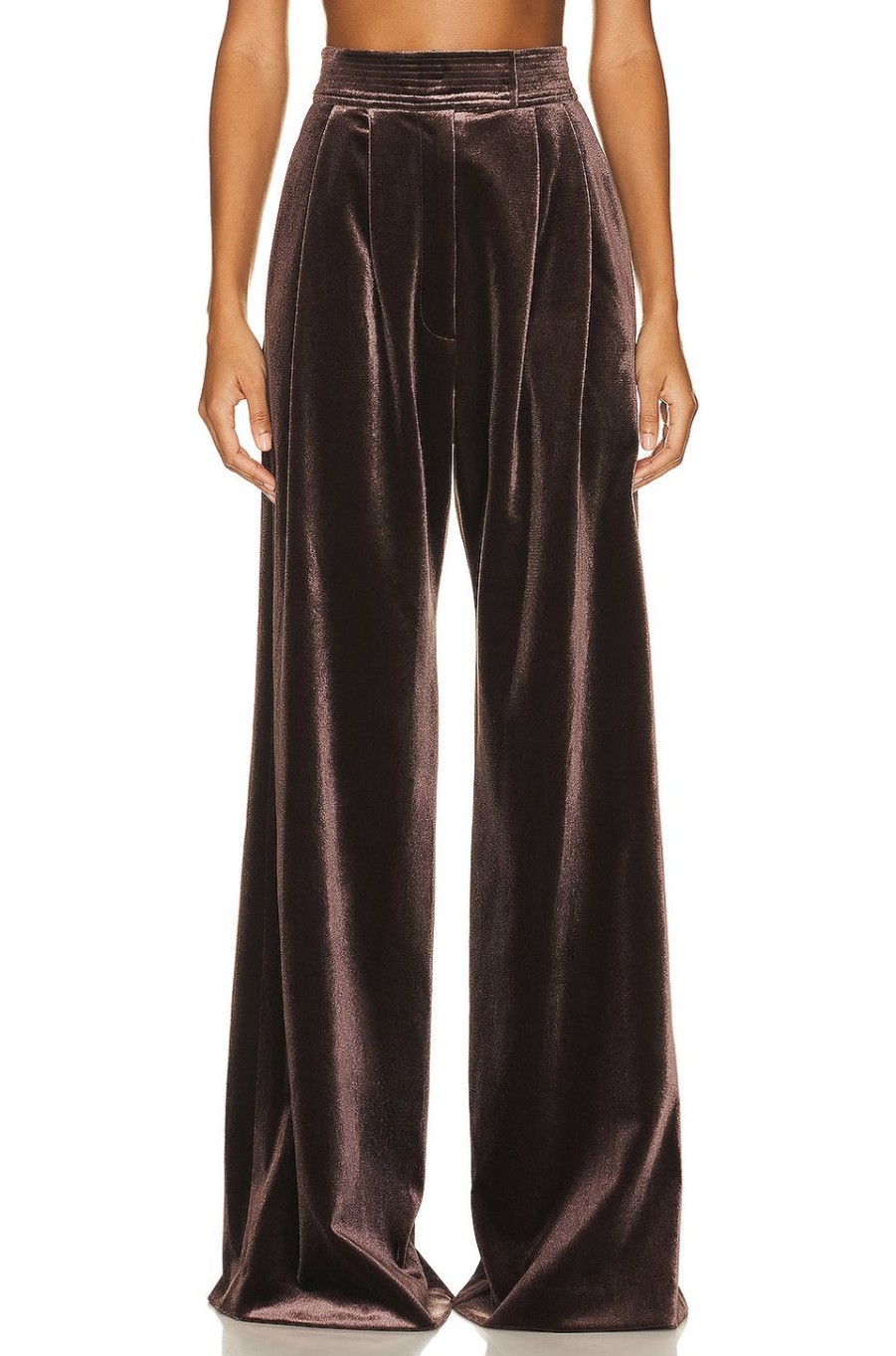 Women Alex Perry Pants | Rowe Velvet Pleat Pant Brown