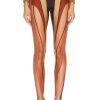 Women Mugler Pants | Illusion Legging Multicolor Dark Raisin & Nude 02