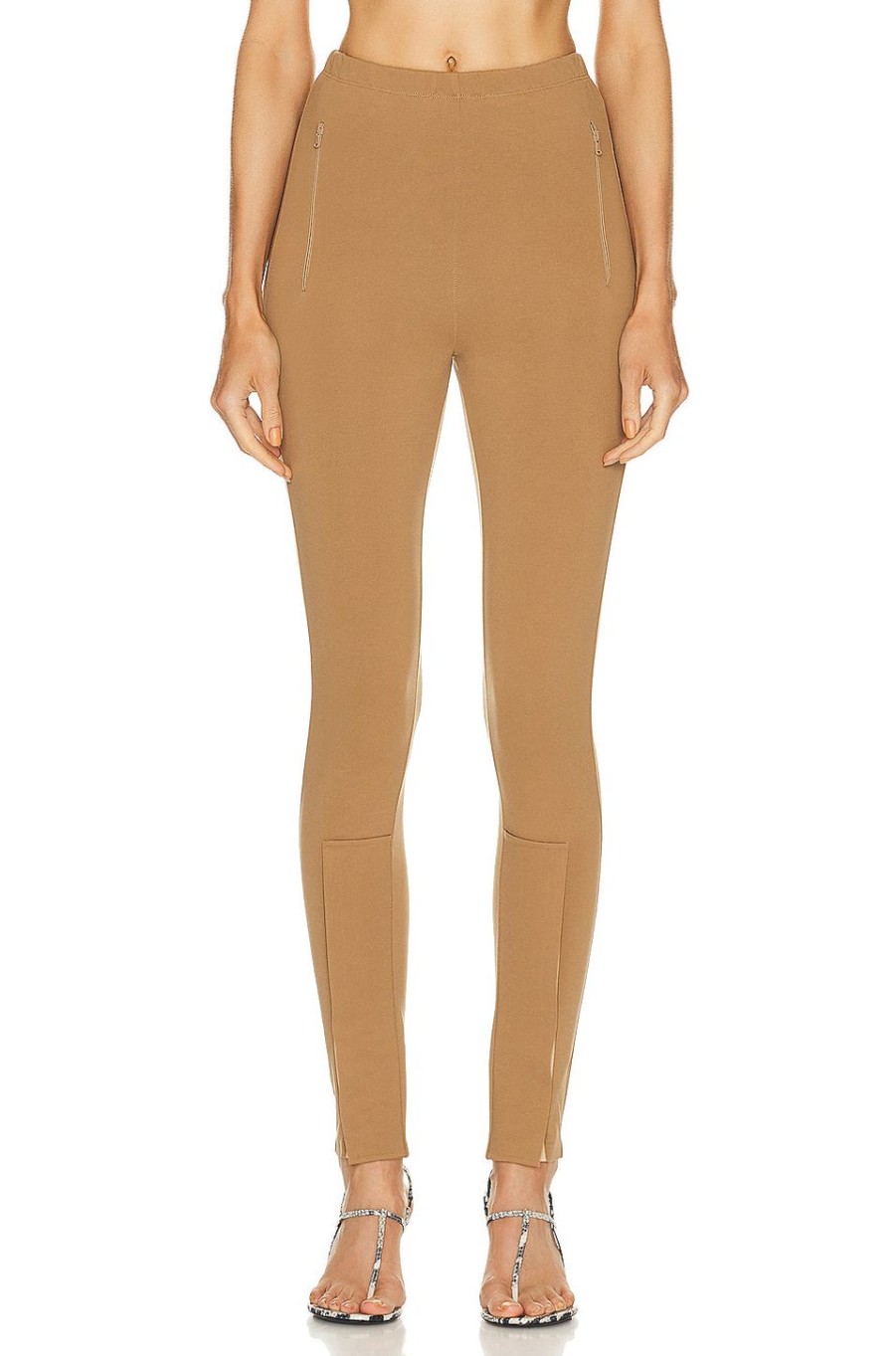 Women WARDROBE.NYC Pants | Front Zip Legging Tan