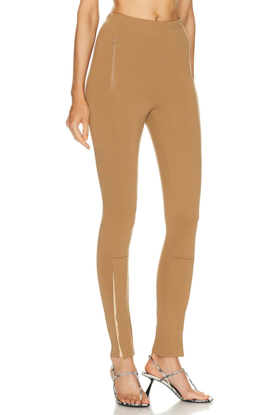 Women WARDROBE.NYC Pants | Front Zip Legging Tan