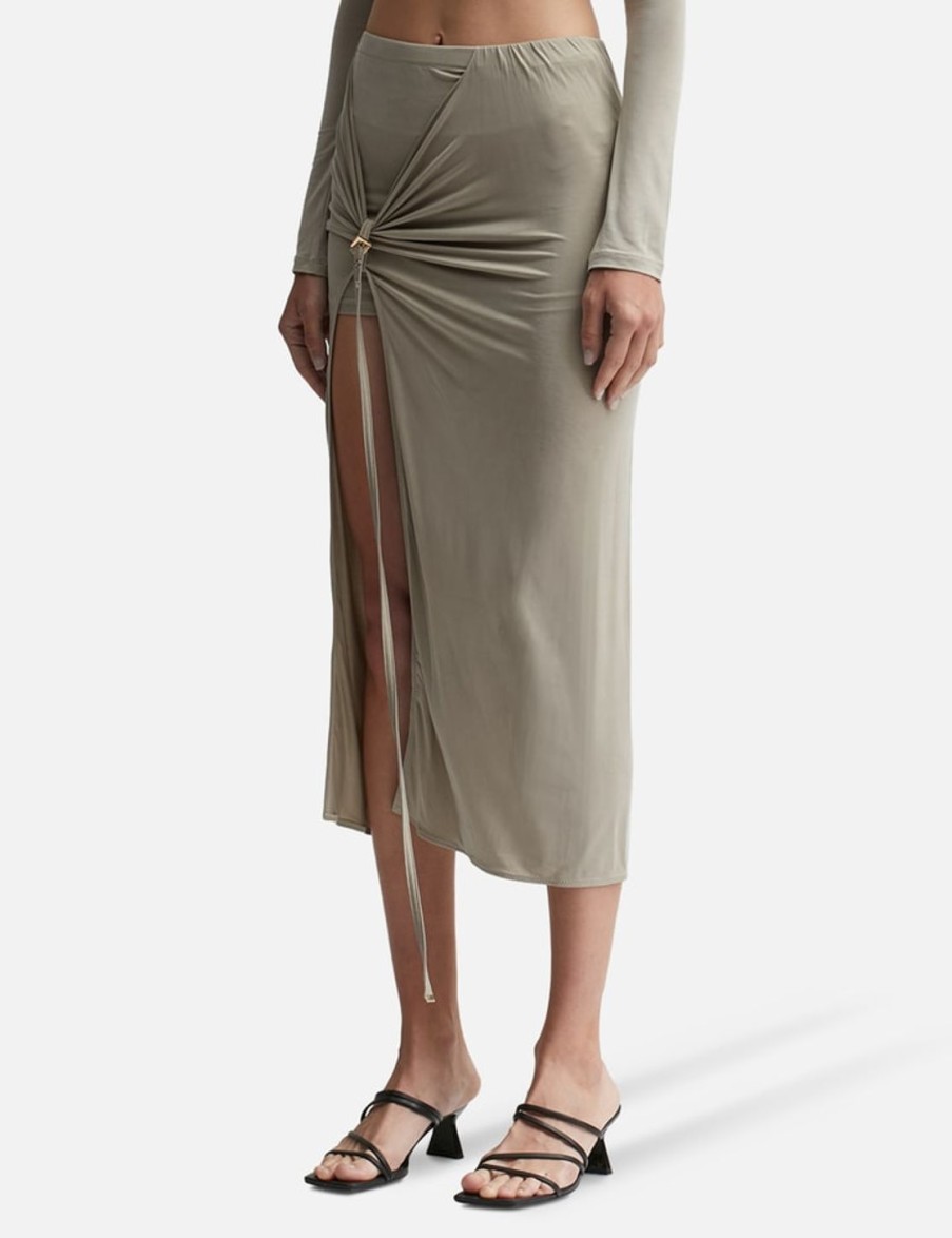 Women Jacquemus Skirts | La Jupe Pareo Croissant Green