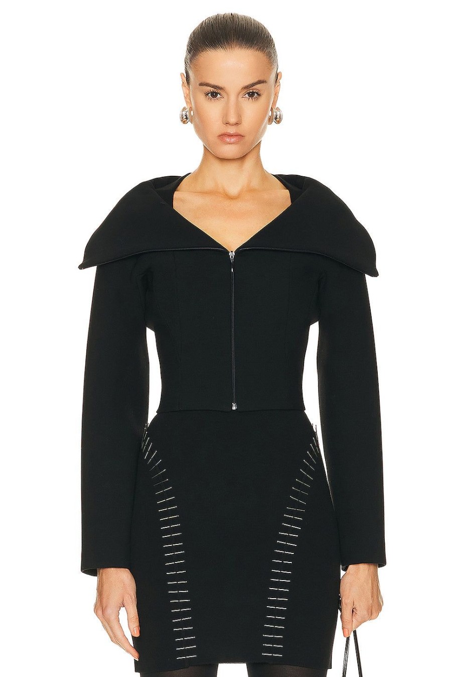 Women ALAÏA Jackets & Coats | Zipped Jacket Noir Ala?A