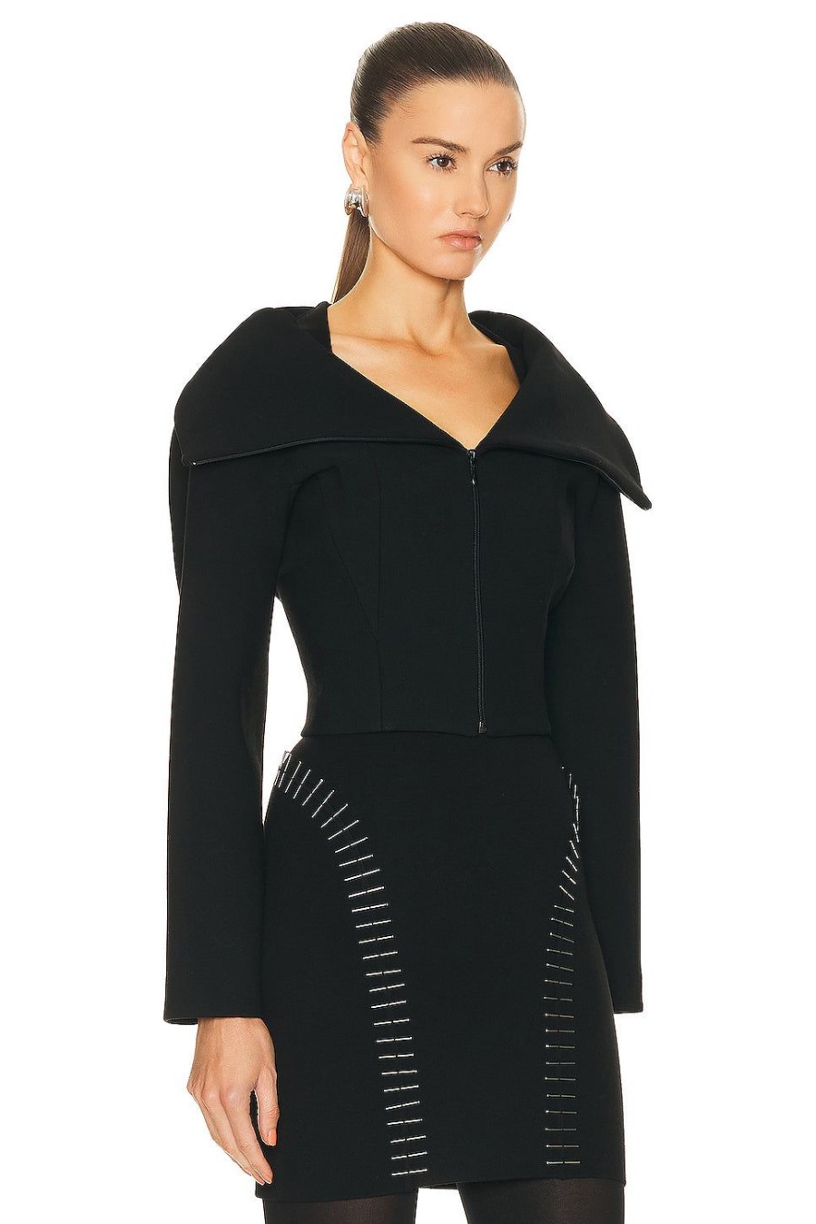 Women ALAÏA Jackets & Coats | Zipped Jacket Noir Ala?A