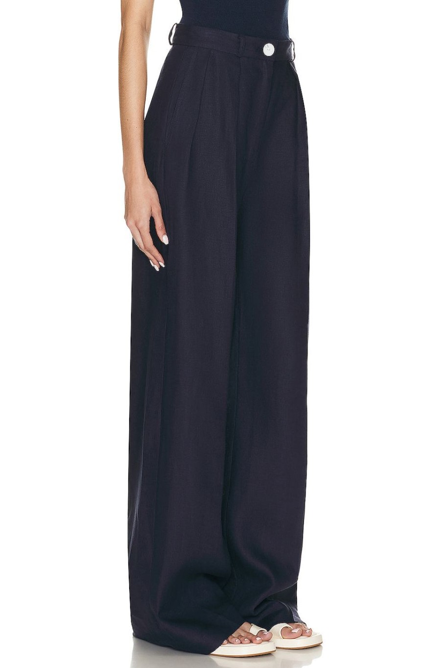 Women MATTHEW BRUCH Pants | Button Pleated Trouser Navy