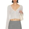 Women MATTHEW BRUCH Sweaters & Knits | Lace Rib Knit Cropped Cardigan Oatmeal