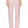 Women AREA Pants | Crystal Embellished Straight Leg Pant Candy Rose