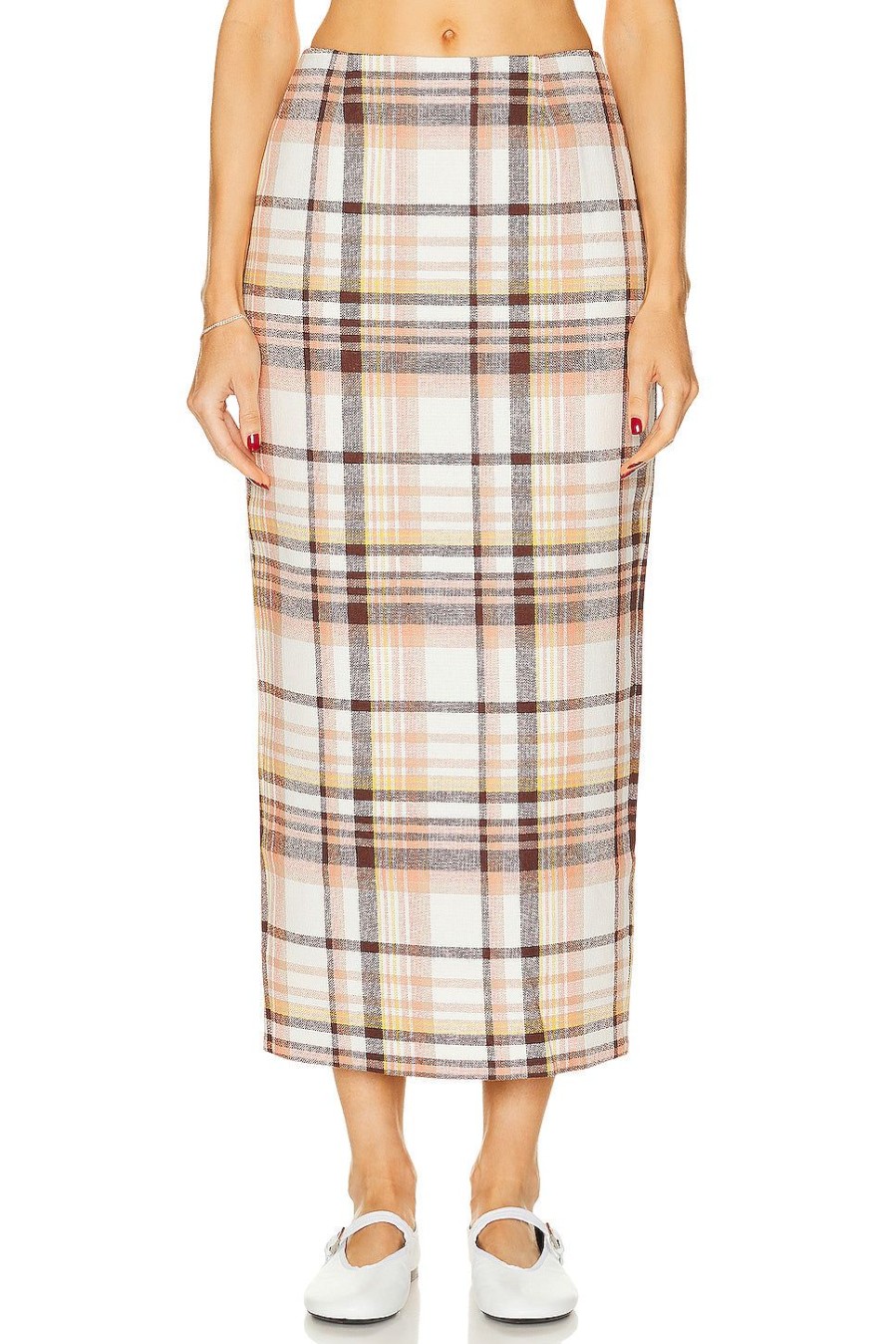 Women Zimmermann Skirts | Matchmaker Check Pencil Skirt Cream Check