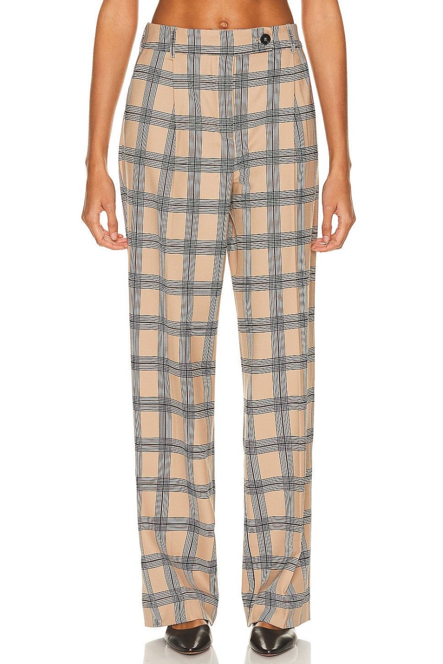 Women Zimmermann Pants | Luminosity Pleat Front Pant Tan Check