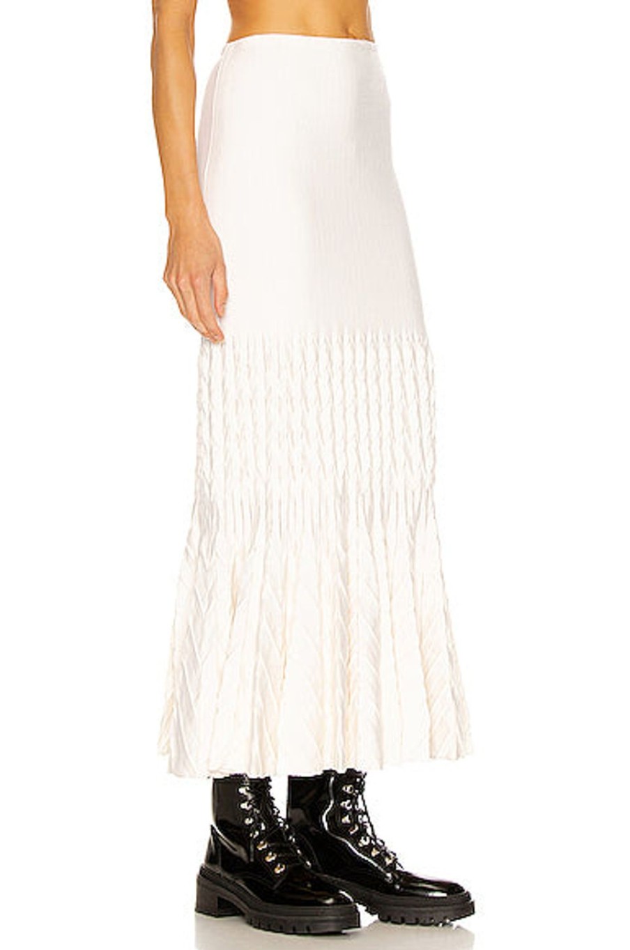 Women ALAÏA Skirts | Fit And Flare Maxi Skirt Ivoire