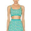 Women VERSACE Tops | All Over Logo Top Turquoise & Light Blue