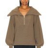 Women Varley Sweaters & Knits | Vine Half Zip Sweater Stone Olive