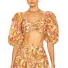 Women Zimmermann Tops | Twist Front Bodice Top Khaki Multi Floral