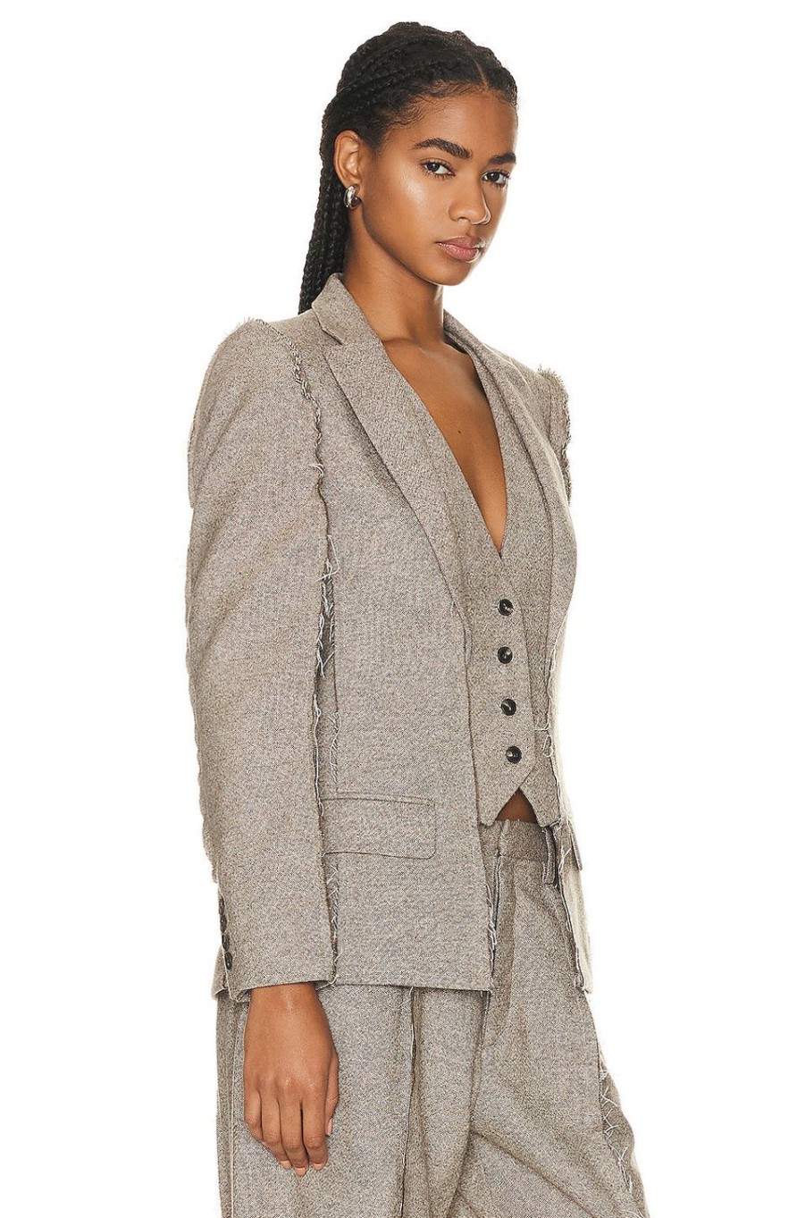 Women R13 Jackets & Coats | Flat Sleeve Blazer Oatmeal