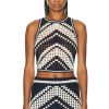 Women Zimmermann Tops | Chintz Hand Crochet Tank Cream & Navy