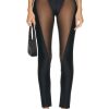 Women Mugler Pants | Tulle Stretch Legging Black & Black