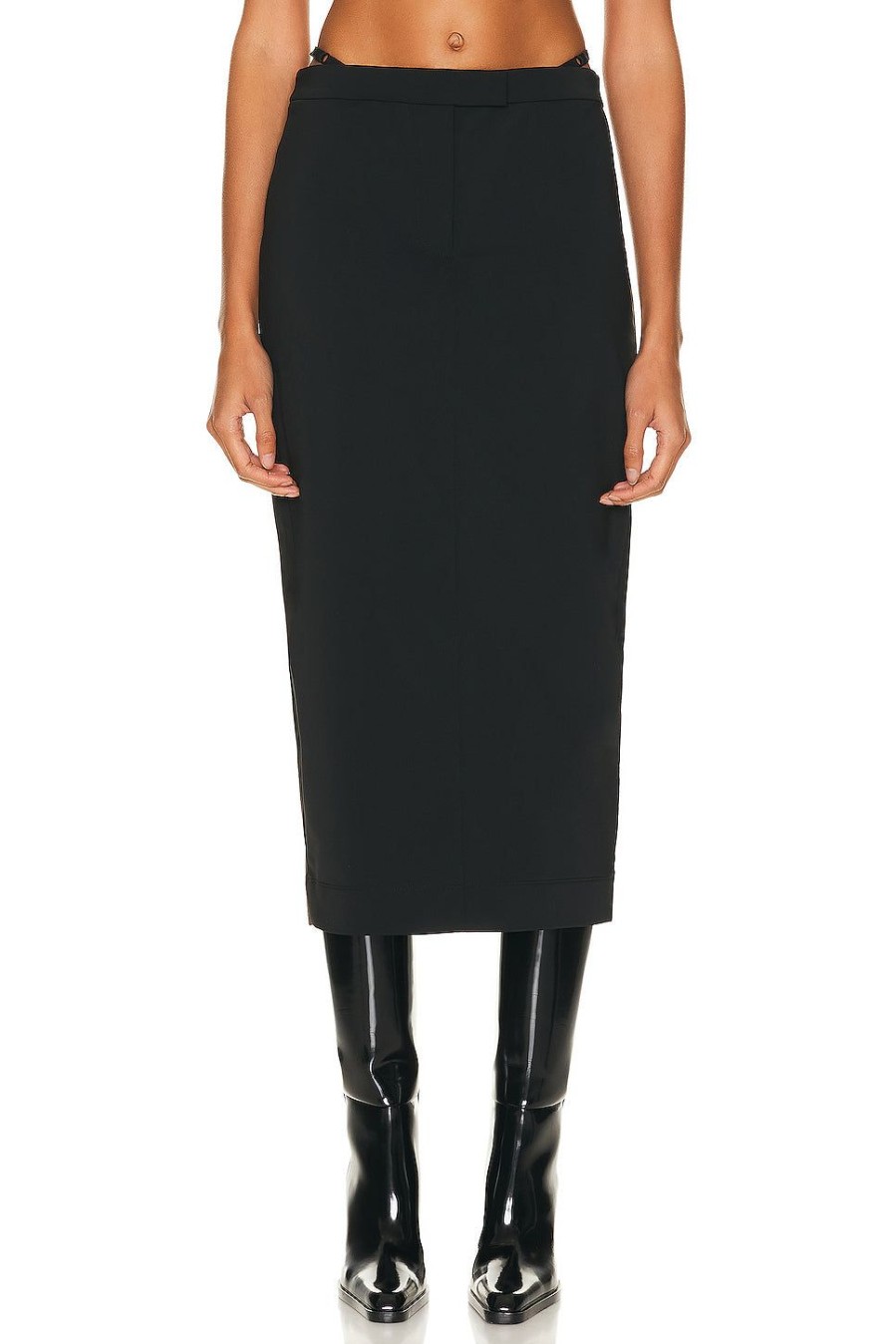 Women Alexander Wang Skirts | Fitted G String Long Skirt Black