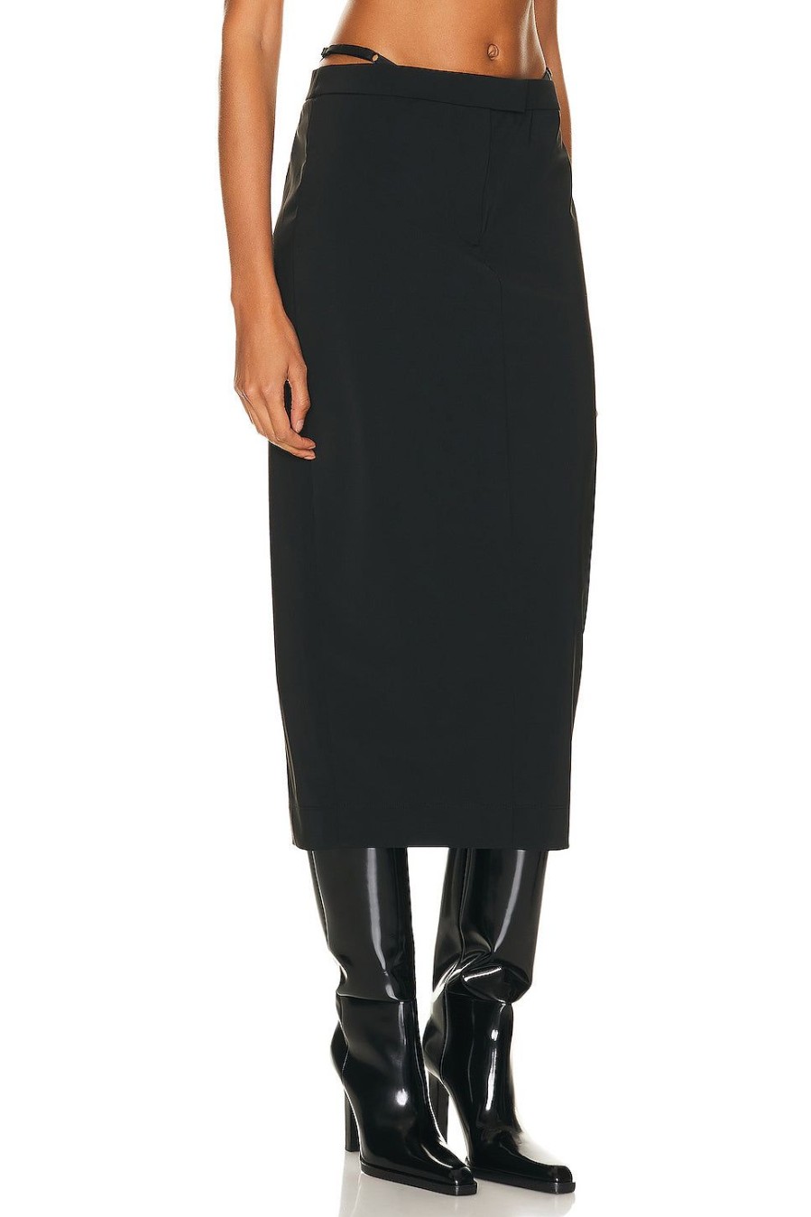 Women Alexander Wang Skirts | Fitted G String Long Skirt Black