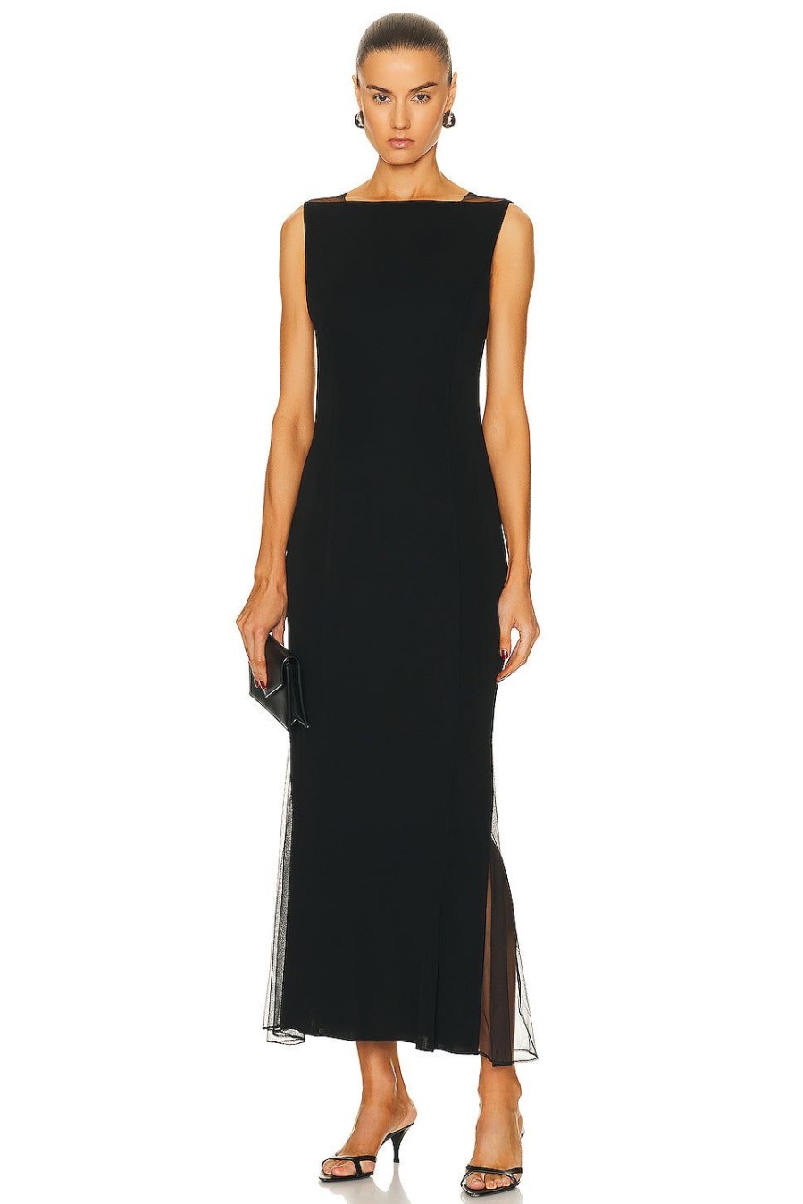 Women Helmut Lang Dresses | Sheer Insert Dress Black