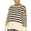 Women Toteme Sweaters & Knits | Signature Stripe Turtleneck Sweater Light Sand Stripe