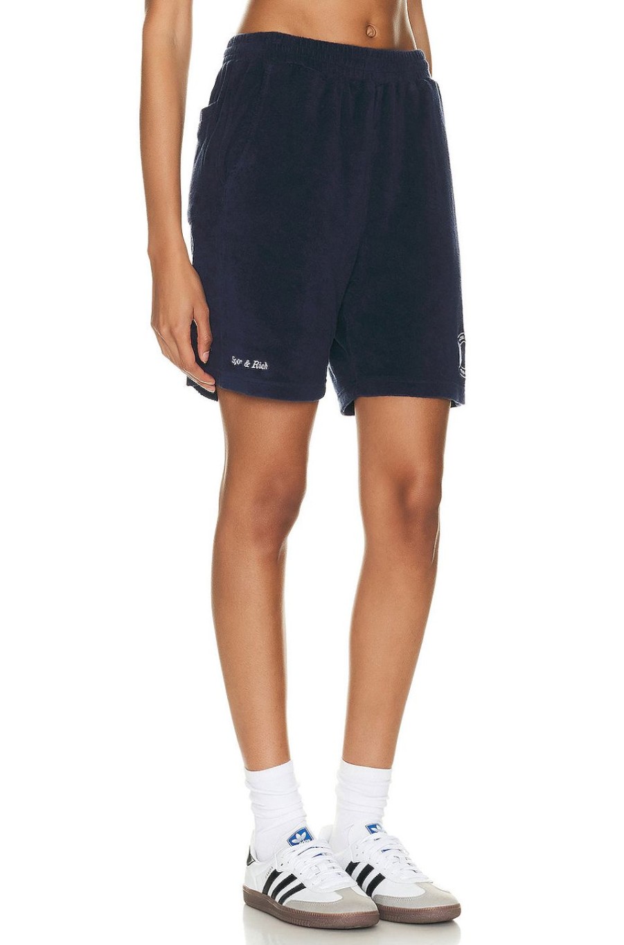 Women Sporty & Rich Shorts | X Hotel Du Cap Eden Roc Buoy Terry Shorts Navy & White