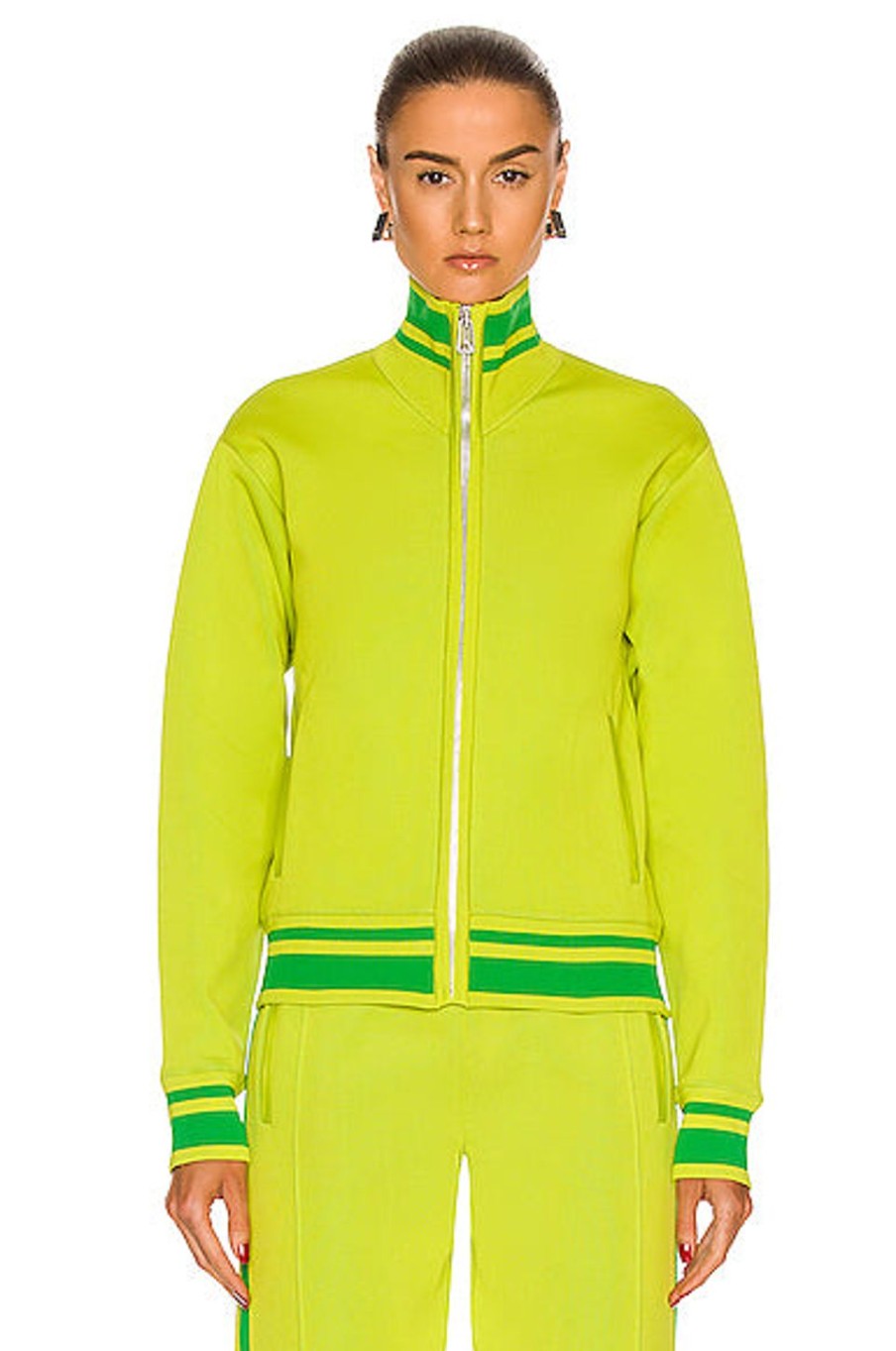 Women Bottega Veneta Jackets & Coats | Light Weight Technical Knit Jacket Kiwi & Parakeet