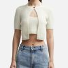 Women T By Alexander Wang Sweaters & Knits | Layered Short Sleeve Cardigan White