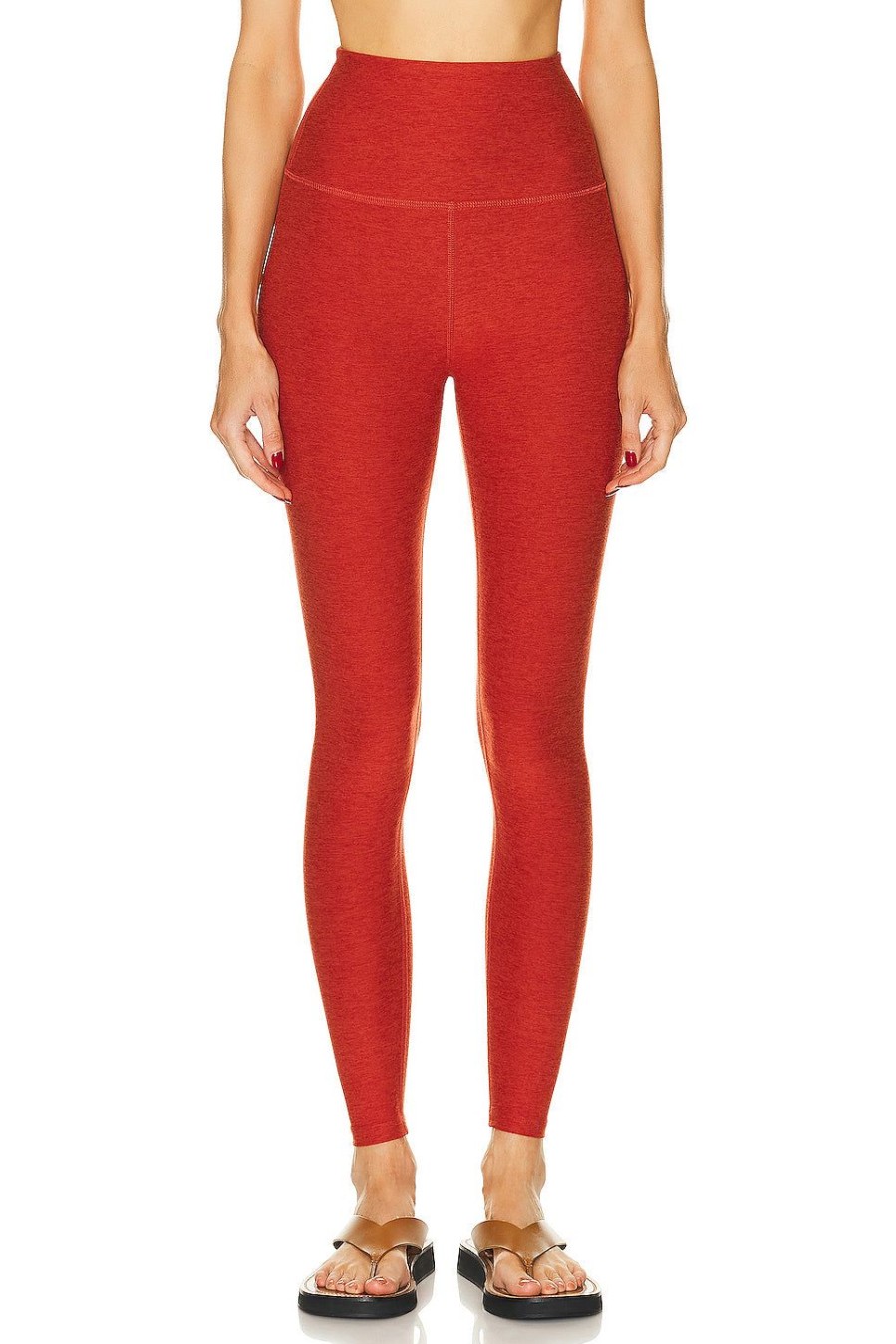 Women Beyond Yoga Activewear | Spacedye Caught In The Midi High Waisted Legging Red Sand Heather