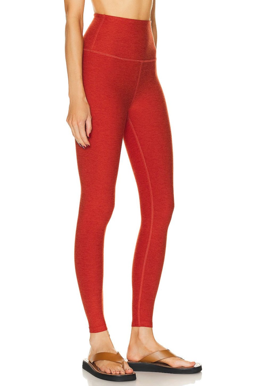 Women Beyond Yoga Activewear | Spacedye Caught In The Midi High Waisted Legging Red Sand Heather