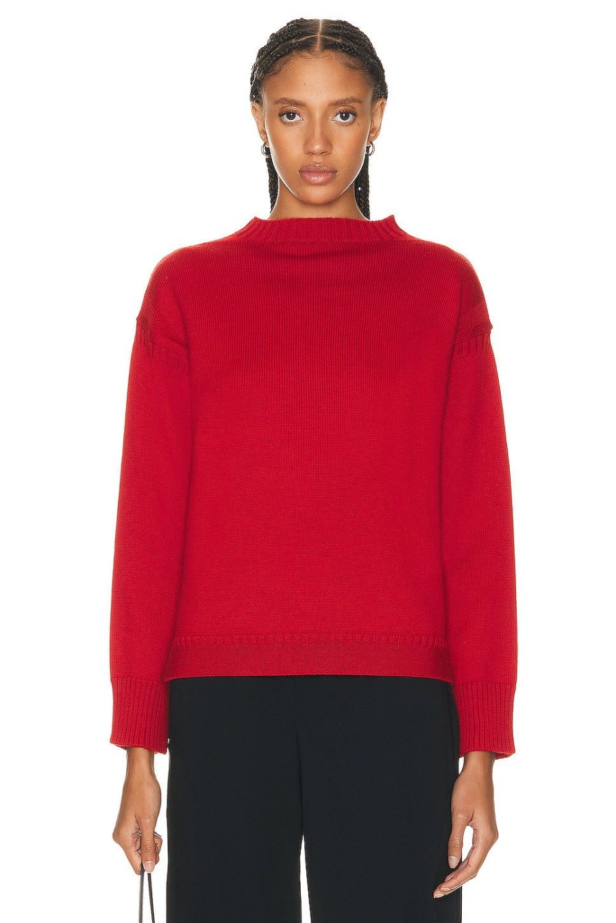 Women Toteme Sweaters & Knits | Wool Guernsey Knit Sweater Red