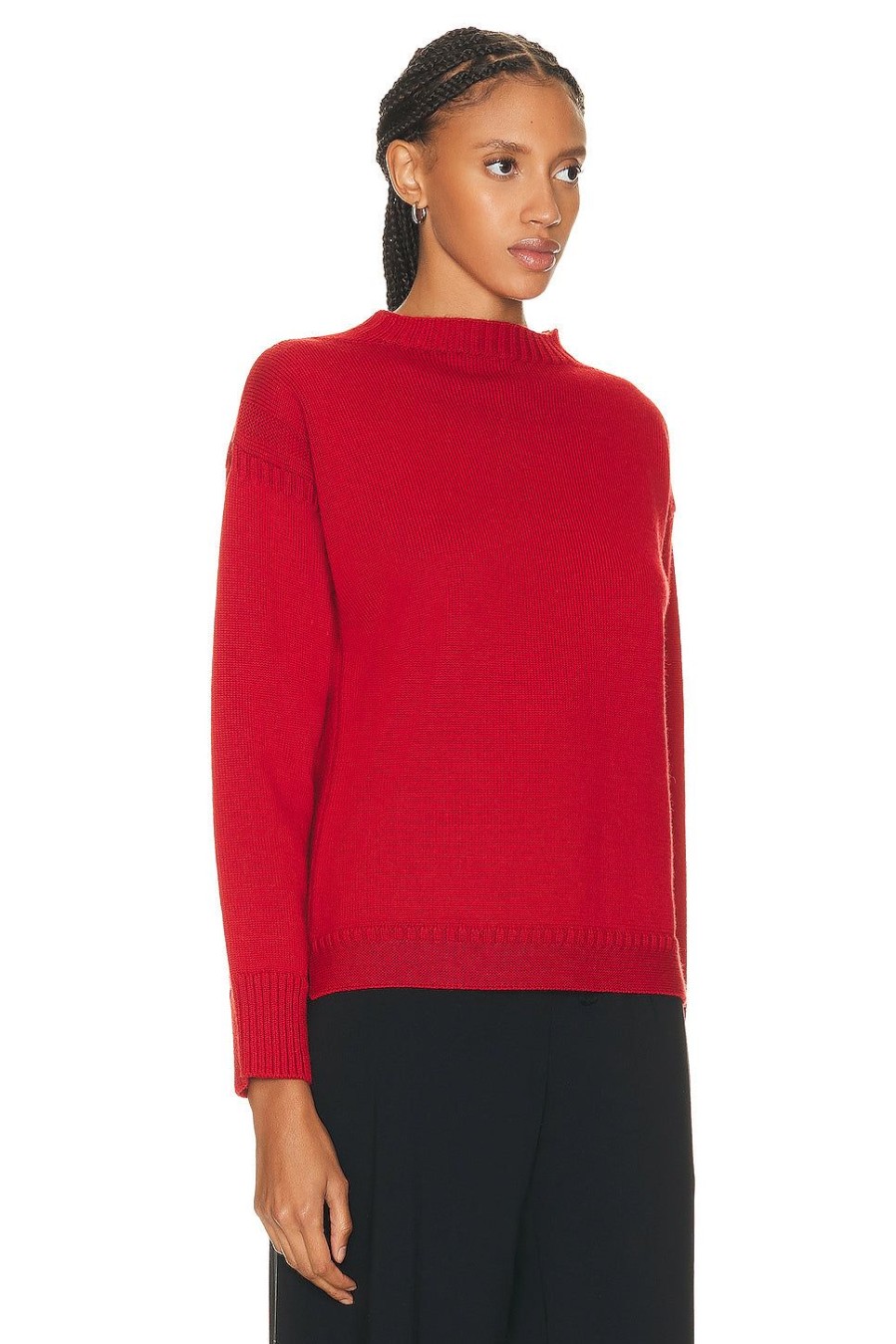 Women Toteme Sweaters & Knits | Wool Guernsey Knit Sweater Red