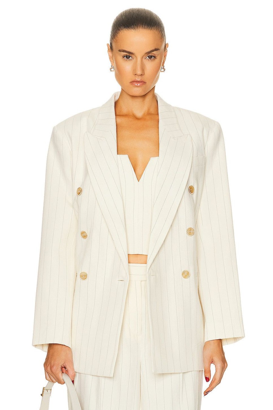 Women Zimmermann Jackets & Coats | Luminosity Relaxed Jacket Cream Stripe