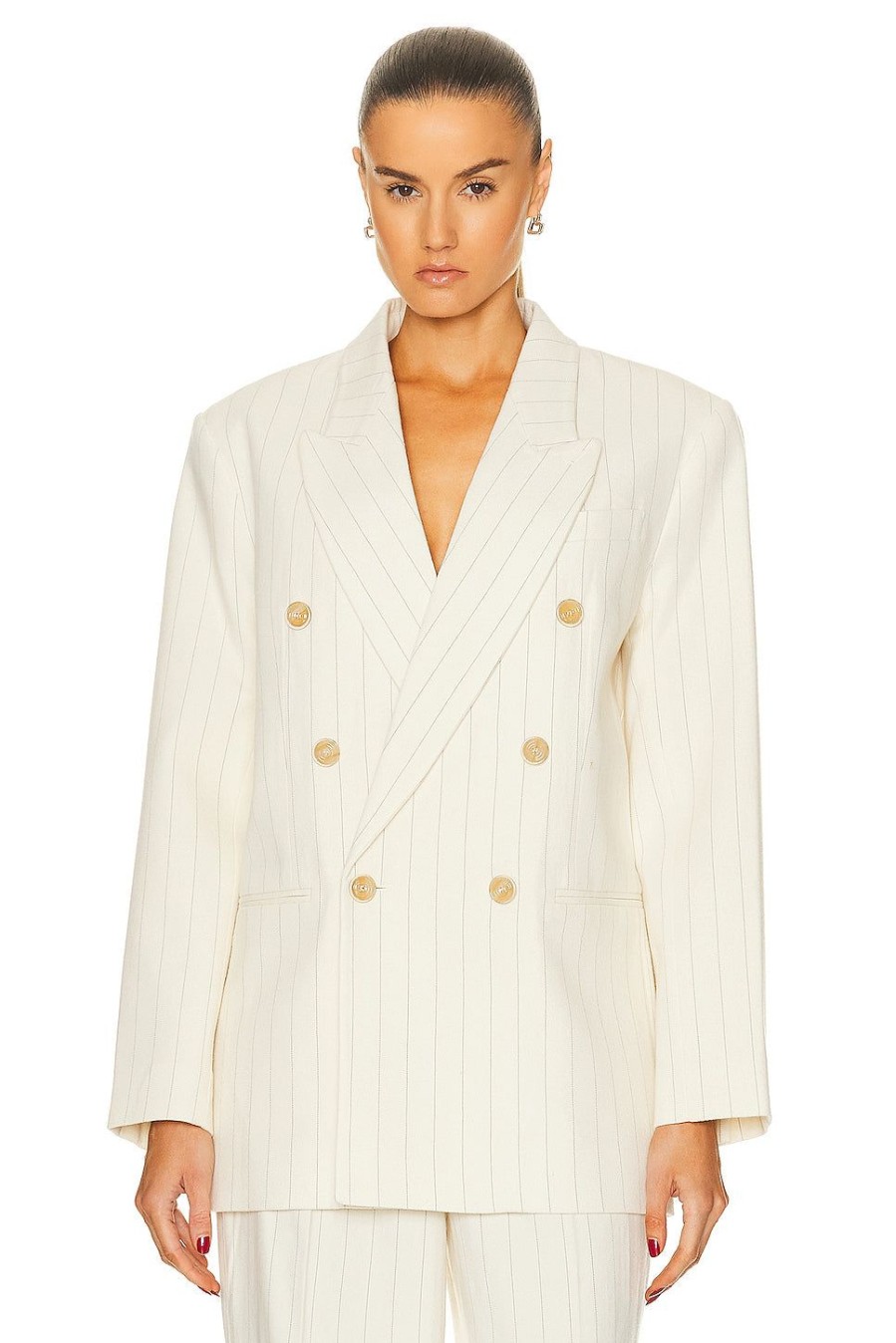 Women Zimmermann Jackets & Coats | Luminosity Relaxed Jacket Cream Stripe