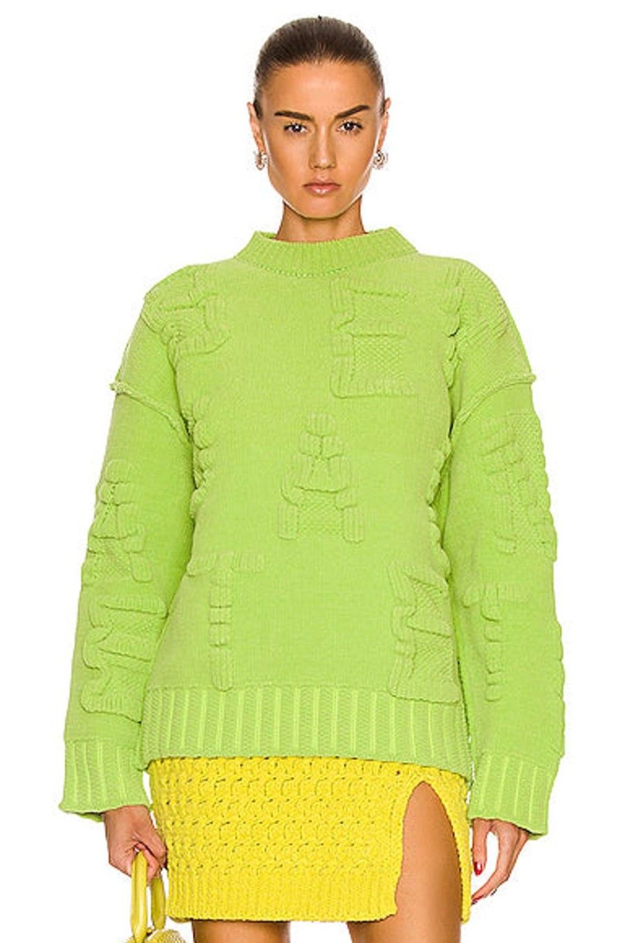 Women Bottega Veneta Sweaters & Knits | Alphabet Chenille Knit Sweater Caterpillar