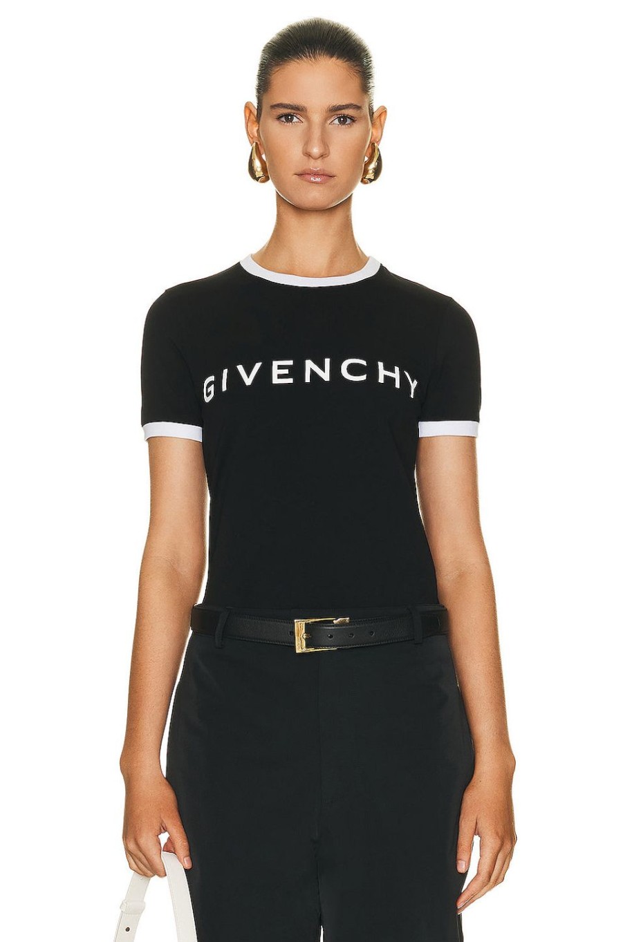 Women Givenchy Tops | Ringer T-Shirt Black & White