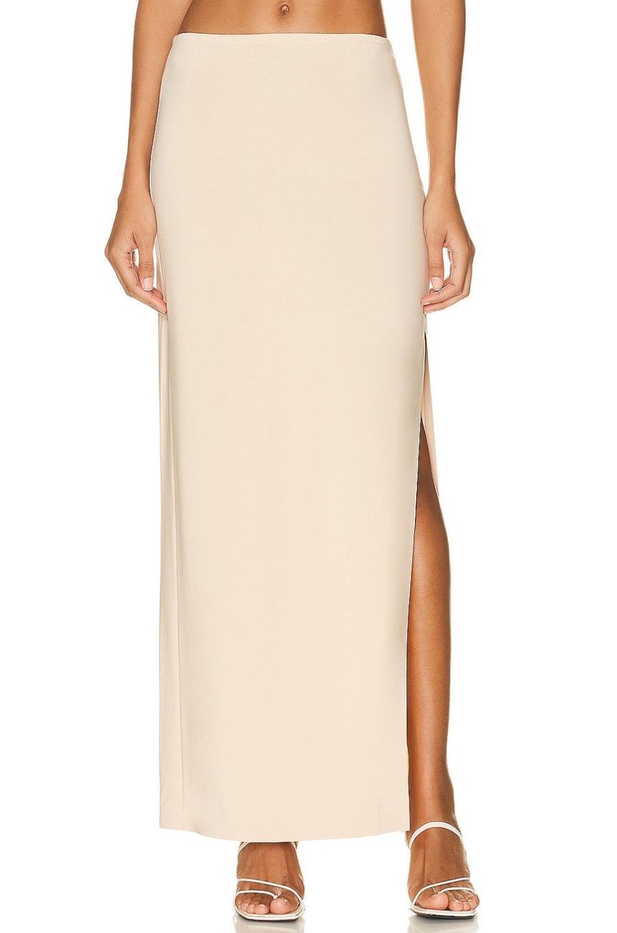 Women Norma Kamali Skirts | Side Slit Long Skirt Con Leche