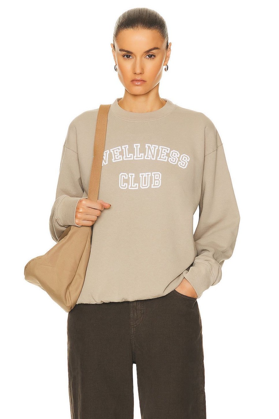 Women Sporty & Rich Sweaters & Knits | Wellness Club Flocked Crewneck Sweater Elephant