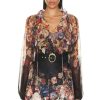 Women Zimmermann Tops | Luminosity Floral Blouse Morisot Black Print