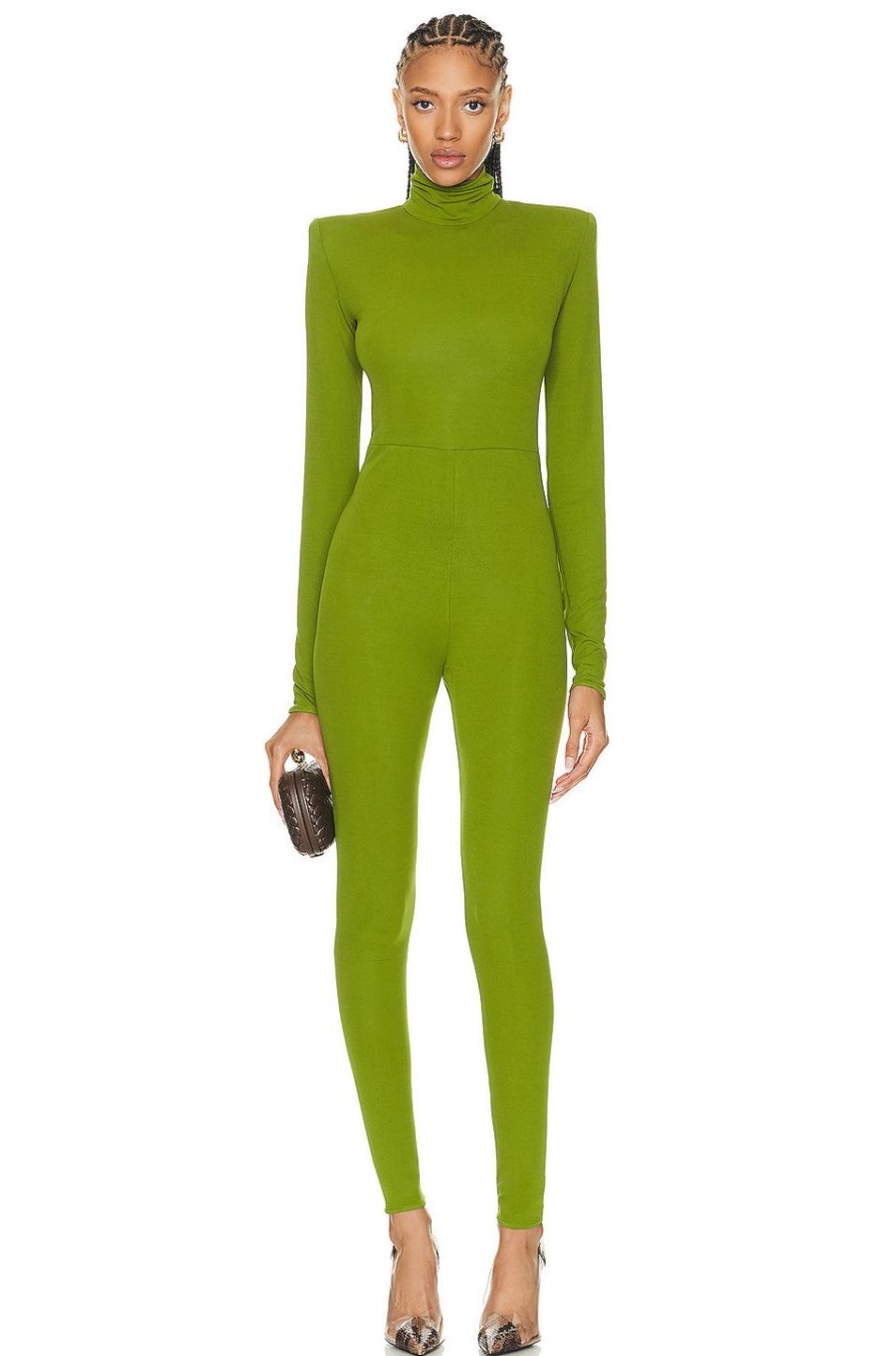 Women Alexandre Vauthier Jumpsuits & Rompers | Long Sleeve Jumpsuit Olive Green