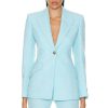 Women VERSACE Jackets & Coats | All Over Logo Tailored Jacket Pastel Blue