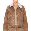 Women Acne Studios Jackets & Coats | Face Collar Jacket Toffee Brown