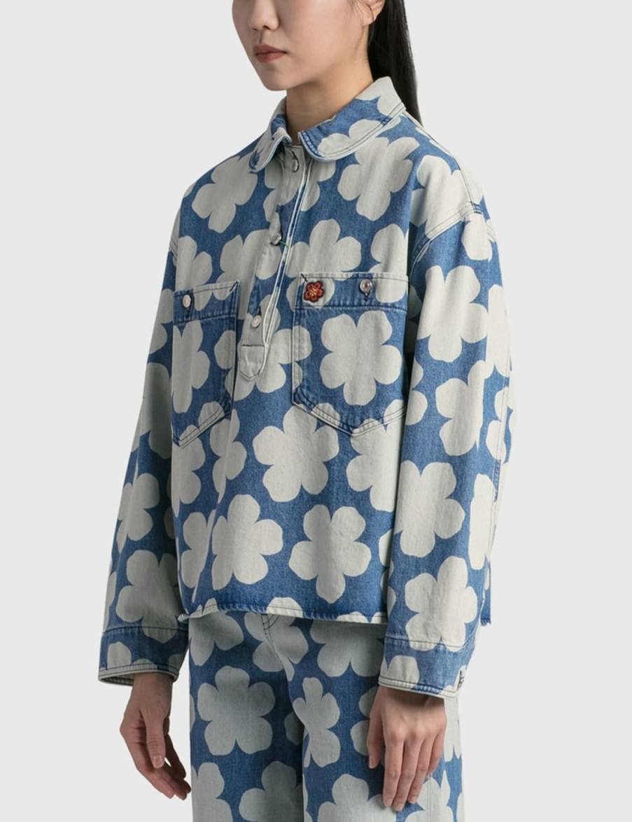 Women Kenzo Tops | Hana Dots Denim Polo Shirt Blue