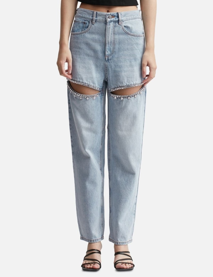 Women Area Pants | Crystal Slit Jean Blue