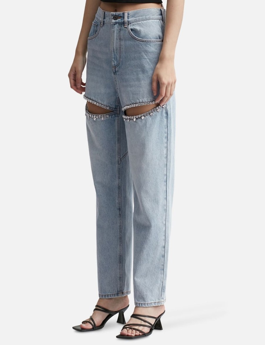 Women Area Pants | Crystal Slit Jean Blue