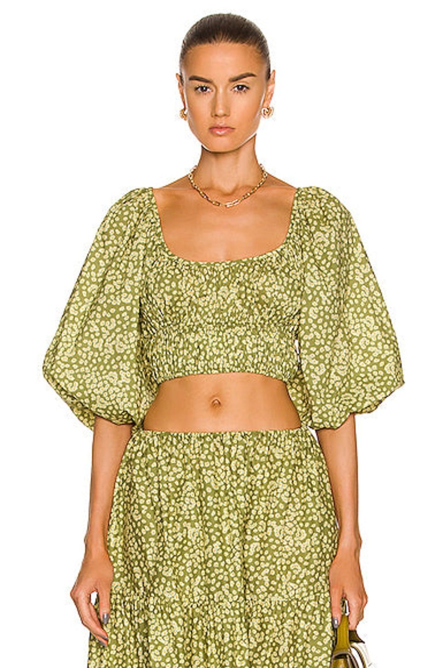 Women Matteau Tops | Shirred Scoop Blouse Spring Daisy